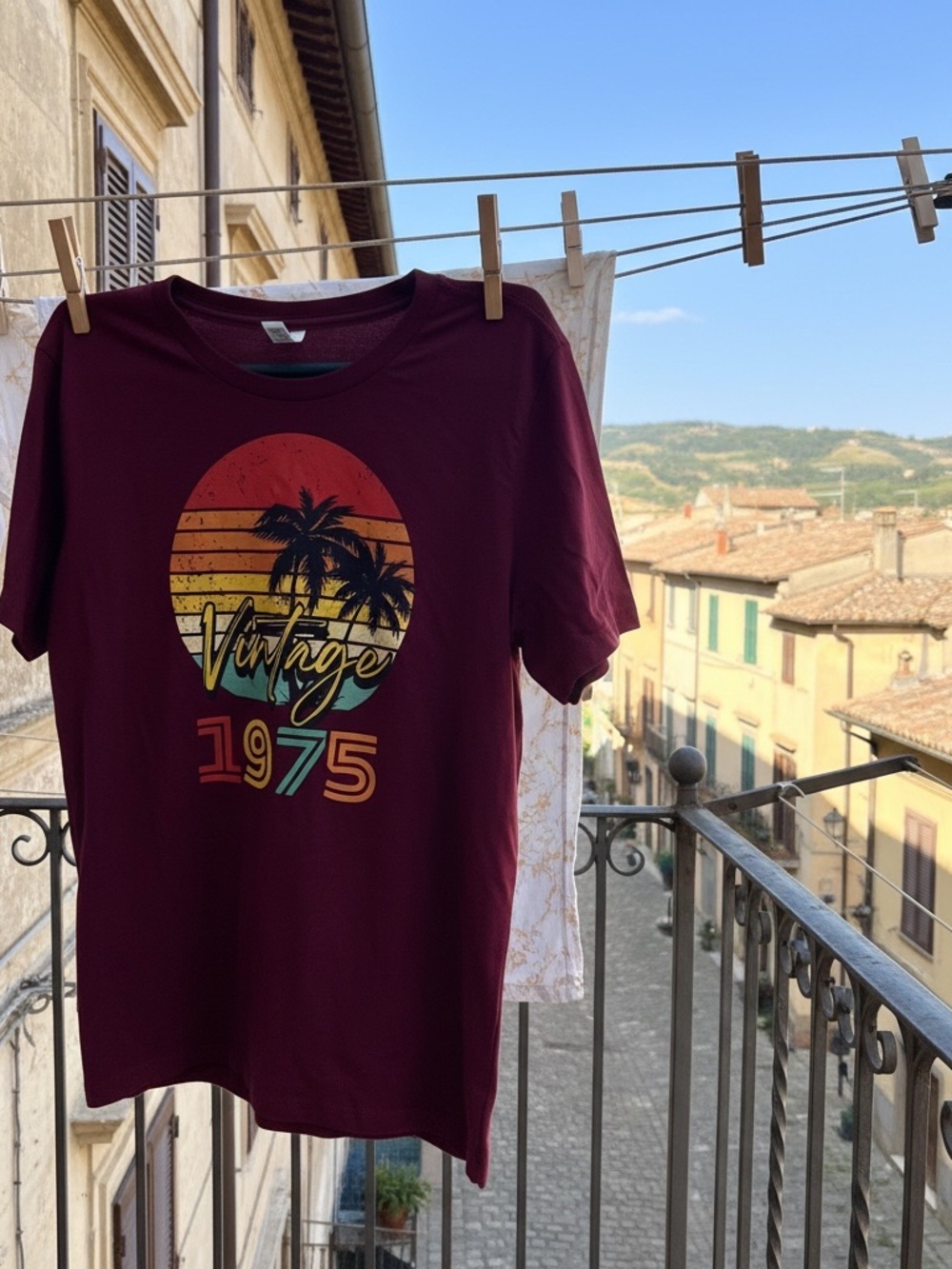 Bella Burgundy 'Vintage 1975' Graphic Tee